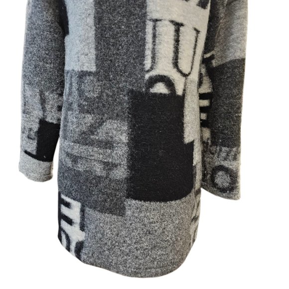 Womens Sz Medium Gray Wool‎ Blend Jacket Poland Lagenlook Patchwork Mixed Print - Picture 4 of 14